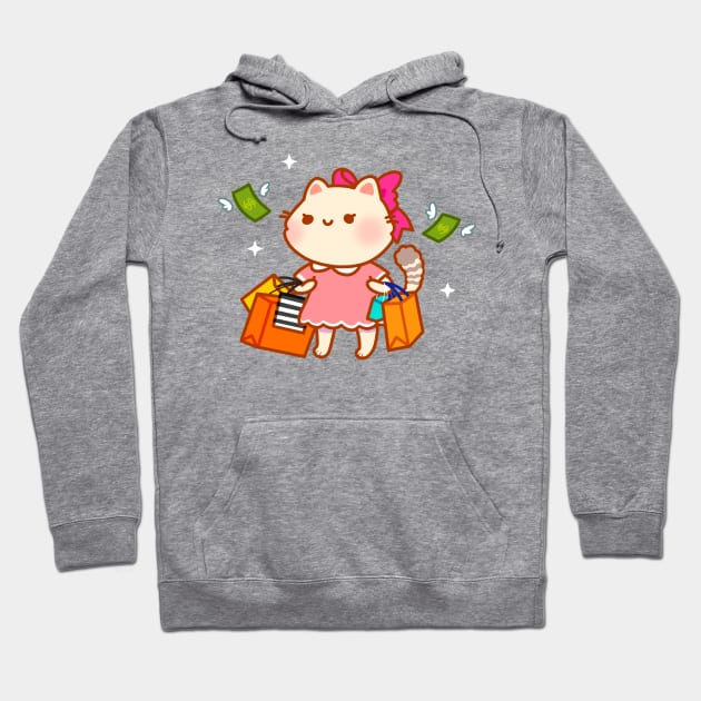 Retail Therapy Cat Shopping Hoodie by vooolatility